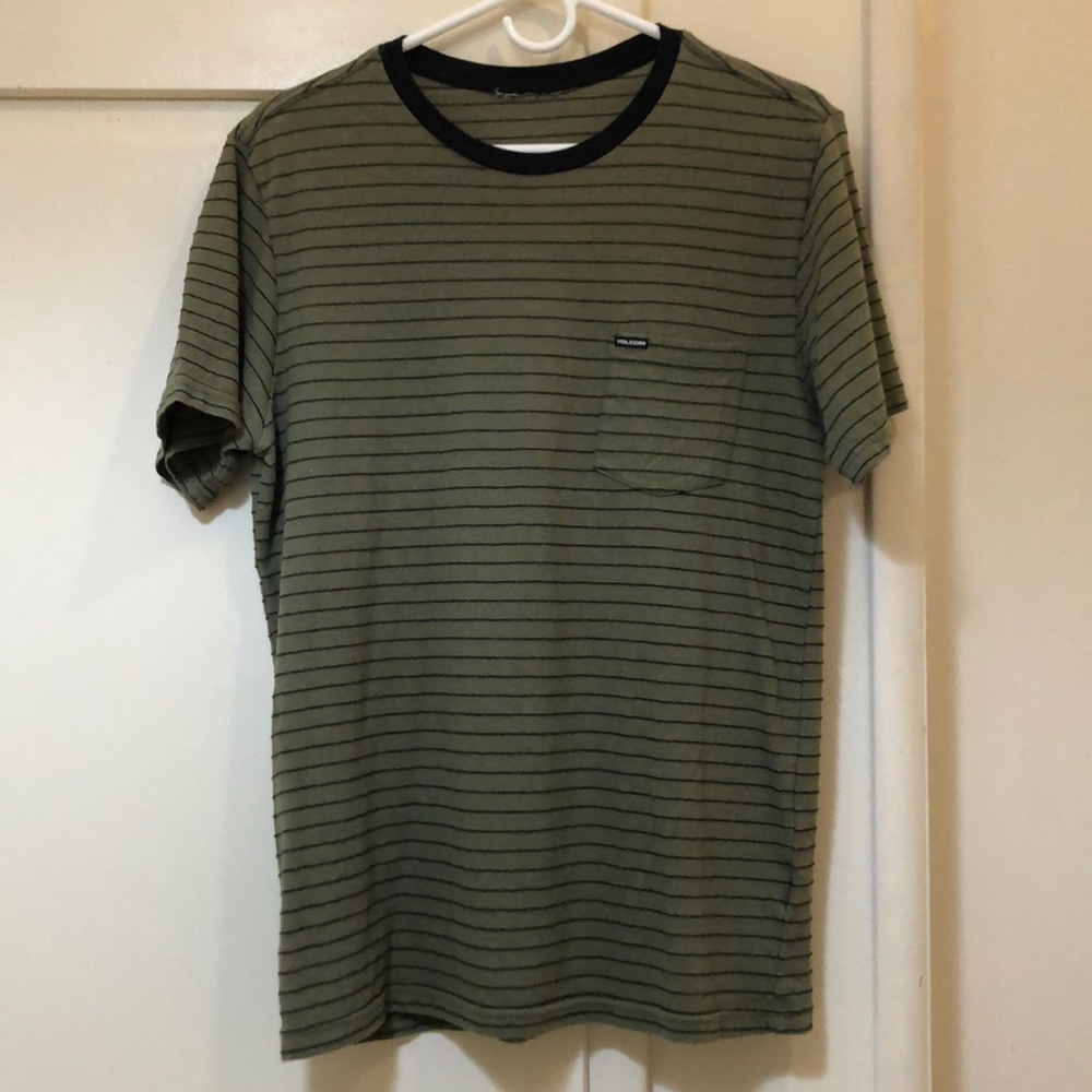 Volcom Green Striped T-Shirt